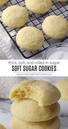 two pictures showing the inside and outside of soft sugar cookies