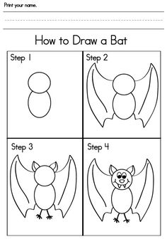 how to draw a bat step by step instructions for kids and adults with pictures on the screen