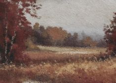 an oil painting of trees in the fall