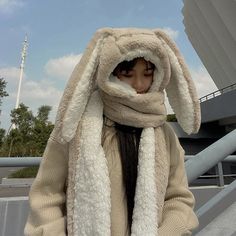 Material: Plush Season: Autumn, Winter Size: One Size Color: Beige, White, Black, Brown, Pink Kawaii Hoodie, Hat Aesthetic, Hat Scarf, Cute Hats, Kawaii Clothes, Girl With Hat, Pretty Outfits, Autumn Winter, Winter Outfits