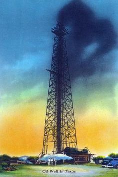 Size: 18x12in Texas - View of an Oil Well That Has Struck Oil, c.1952We have more Lantern Press Posters. Choose from our catalog of over 500,000 posters! Oil Derrick, Texas Oil, Wind Mills, Water Towers, Oil Well, Texas Art, Well Pump, Water Tower, High Quality Art Prints