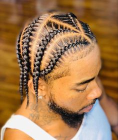 Feed In Braids Men, Freestyle Stitch Braids Men, Hair Braiding Styles For Men, Men Feed In Braids, Simple Men Braids Hairstyles, Braid Styles For Men With Fade Short Hair, Cainrow Hairstyles Men