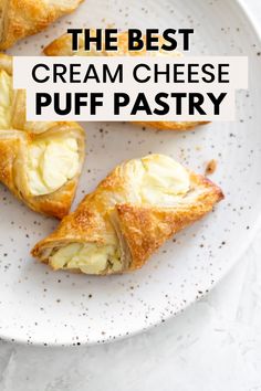 the best cream cheese puff pastry on a white plate