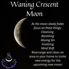 an image of the moon in the night sky with words describing how to use it