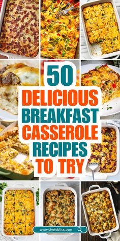 Breakfast casseroles are the ultimate make-ahead solution for busy mornings or leisurely weekend brunches. With these 50+ breakfast casserole recipes, you can create a delicious, filling meal that the whole family will love. From savory options packed with eggs, cheese, and vegetables to sweet casseroles with fruits and cinnamon, these recipes cater to every taste and dietary preference. Whether you're looking for a hearty dish to feed a crowd or a simple casserole that can be prepared in advance, these ideas are sure to start your day on a delicious note! Breakfast Luncheon Ideas, Good Breakfast Casseroles, Prepare Ahead Breakfast Casserole, Breakfast For A Crowd Ideas, Savory Breakfast Ideas For A Crowd, Egg Casseroles For A Crowd, Savory Brunch Ideas For A Crowd, Breakfast Ideas With Hashbrowns, Breakfast Ideas Make Ahead