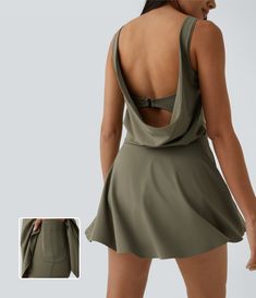 Women’s Draped Backless G-Hook 2-in-1 Side Pocket Mini Dance Active Dress - Halara Halara Dress, Modern Dance Dresses, Lyrical Dance Dresses, 2024 Lookbook, Workout Dress, Active Wear Dresses, Active Dress, Lyrical Dance, Modern Dance