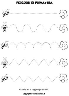 the printable worksheet for preschool to learn how to draw and paint bees