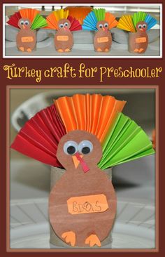 a turkey craft for preschoolers is shown