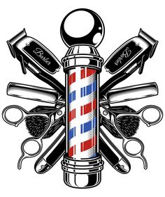 Barber Pole Drawing, Barber Bus, Barber Painting, Barber Sticker, Barber Shop Pictures, Barber Shop Logo, Barber Shop Pole, Barber Shop Interior, Barber Tattoo