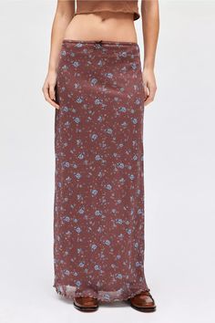 UO Floral Mesh Low Rise Column Maxi Skirt | Urban Outfitters Cheap Short Length Skirt From Urban Outfitters, Affordable Chic Skirt By Urban Outfitters, To Be A Woman, Floral Maxi Skirt, Floral Outfit, Skirt Floral, Brown Women, Mesh Skirt, Womens Skirts