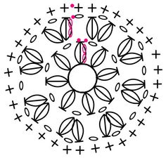 a circular design with crosses and flowers