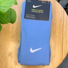 Color Baby Blue Unisex Lightweight Fabric: Nike Over-The-Calf Soccer Socks Are Made With Spandex Material That Provides Stretch And Lightweight Support With Dri-Fit Blue Non-slip Sporty Socks, Sporty Non-slip Blue Socks, Comfortable Blue Sports Socks, Blue Casual Training Socks, Casual Blue Training Socks, Blue Fitted Comfortable Socks, Blue Stretch Sporty Socks, Sporty Stretch Blue Socks, Comfortable Blue Training Socks