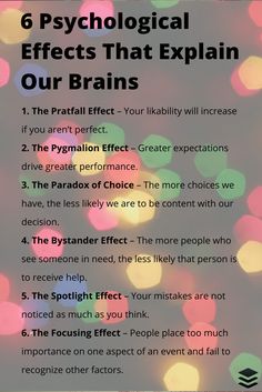 a poster with the words, 6 psychic effects that explain our brain and how to use them