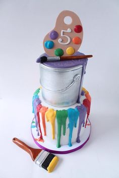 there is a cake that has been decorated to look like an artist's palette