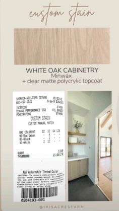 the white oak cabinetry and clear matte polyglyic topcoat is shown