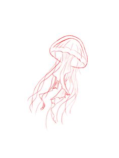 a drawing of a jellyfish on a white background