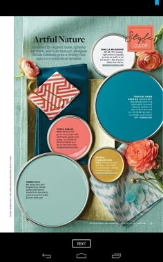 the cover of an article with different colors and designs on it, including blue paint