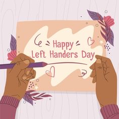 Hand drawn left handers day Free Vector Draw Hands, Aquarius Sign, Vector Hand