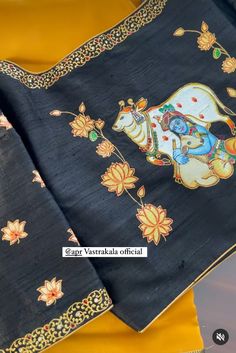 Tanjore Blouse Painting, Hand Painting Designs For Blouses, Hand Painting Blouse Design, Handpainted Blouses, Blouse Painting Designs, Tanjore Painting On Blouses, Fabric Painting On Blouse, Painting Blouses, Blouse Painting