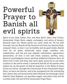 the front page of an article about power to banish all evil spirits, which is written