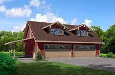 this is an artist's rendering of the garage and living quarters for these two - car garage plans