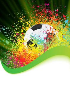 a soccer ball is splattered with colors