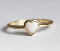 Inlaid Opal Ring, Opal Heart Ring, Promise Rings Simple, Celestial Ring, Opal Wedding Rings, Gold Promise Rings, Heart Shaped Jewelry, Natural Gemstone Ring, Handmade Rings