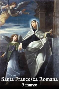 an image of the virgin mary and saint frances romana in front of a painting