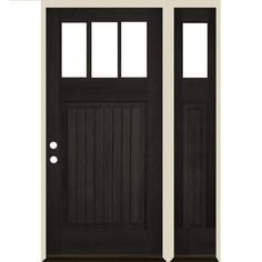 two black doors with white trim on each side