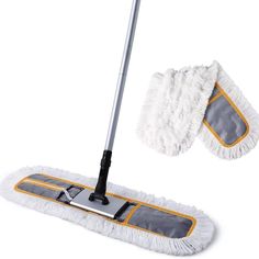 a mop and duster on a white background