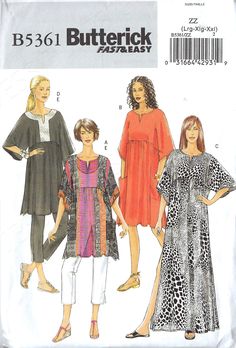 two women's dresses and one woman's top sewing pattern, butterick