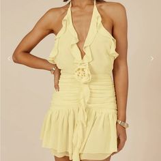 Gorgeous Yellow Color That’s So Flattering And The Cut Is Definitely Sexy. Perfect Condition Never Worn. Yellow Dresses Short, Yellow Pastel Dress, Light Yellow Dresses, Runaway The Label, Pastel Dress, Revolve Dresses, Mini Cocktail Dress, Invisible Zipper, Yellow Dress