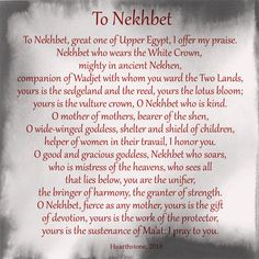 a poem written in red and black on white paper with the words to nechbet