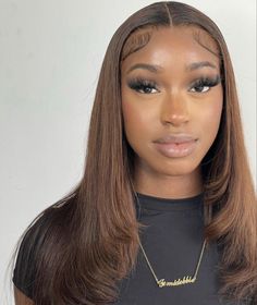 Brown Straight Hair, Honey Brown Hair, Glamorous Hair, Front Lace Wigs Human Hair, Baddie Hairstyles, Lace Wig, Aesthetic Hair, Model Hair