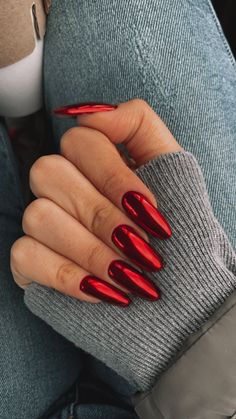 Red Chrome Nails, Bridesmaids Nails, Unghie Sfumate, Nagellack Trends, Chrome Nails Designs, Her Nails, Xmas Nails, Dope Nails