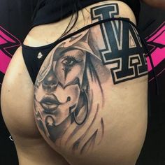 Realtattoos Sketches, Luis Tattoo, Tattoo Amigas, Chicanas Tattoo, Girl Thigh Tattoos, Tattoos To Cover Scars, Gangsta Tattoos, Chicano Style Tattoo, Mommy Tattoos