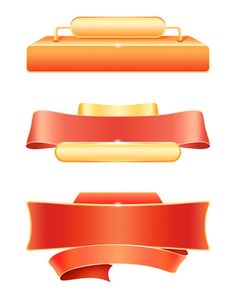 three different colored ribbons with gold and red ribbon on white background stock photo - budget conscious