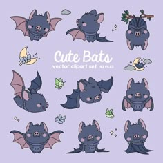 cute bats with different expressions and shapes