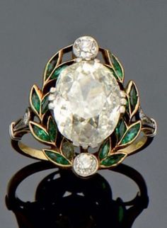 An antique gold, platinum, diamond, and emerald ring. Diamond And Emerald Ring, Le Lot, Emerald Ring, Gold Platinum, Gold Gold, Antique Gold, Heart Ring, Jewelry Box, Platinum