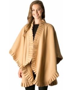 Great Deals on Womens Ruffled Edge Design Fashion Shawl Wrap, Camel Southern Girl, Poncho Cape, Shawl Wrap, Box Pleats, Camel Color, Edge Design, Design Fashion, Ruffle Trim, Heavy Weight