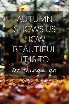 the words autumn shows us how beautiful it is to let things go on with them