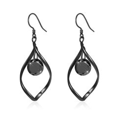 PRICES MAY VARY. Unique Design: Twist design make dangle earrings charmer and elegant, black cubic zirconia hanging in the middle, shining brightly, making it easy for you to stand out from the crowd High-Quality Material: The hooks of these dangling earrings are made of sterling silver and are hypoallergenic. The body of black earrings are made of brass with a tungsten plating, while the suspended black beads are crafted from high-quality cubic zirconia, giving them a shiny and elegant appearan Elegant Black Metal Teardrop Earrings, Elegant Black Crystal Dangle Earrings, Black Earrings Dangle, Black Earrings, Pharmacy Gifts, Black Beads, Crystal Rhinestone, Women's Earrings, Gifts For Women