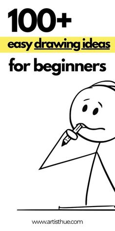 a cartoon character holding a knife with the words, 100 + easy drawing ideas for beginners