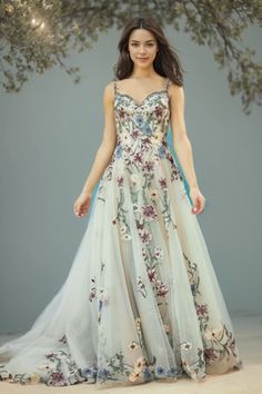 Olivia Mark - Romantic Embroidered Halter Backless Mesh Ball Gown Maxi Dress Patchwork Maxi Dress, Ball Gown With Flowers, Dress Collar, Maxi Gown Dress, Embroidered Maxi Dress, Here Comes The Bride, Waist Dress, Types Of Skirts, Collar Dress