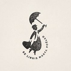 an image of a woman holding an umbrella with the caption ex libris mary