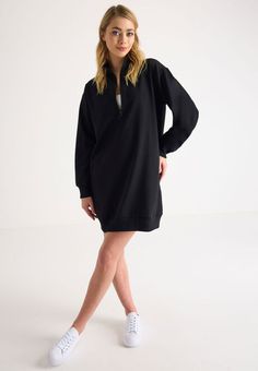 Womens Black Zip Jumper Dress