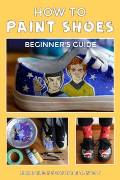 How to paint shoes shows the acrylic paint and art supplies needed to create your own designs on canvas shoes and sneakers.