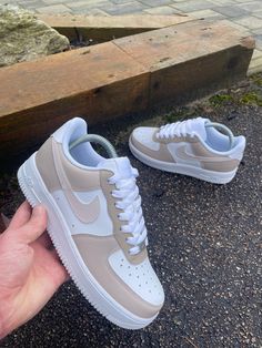 Mocha Brown' AF1 Customs by AF1essentials All of our Customs are Hand Painted & Made to Order - *Durable Leather paint used  *Waterproof  *Matt Finish Product  Our Customs can be ordered in all sizes from Toddlers to Adults - If you cannot find the size you are after, please contact us and we can assist you further!  We use Royal Mail for our Delivery Partners  Our Customs can take anywhere between 1-4 weeks Maximum depending on how busy we are at the time of your order.  Majority of our Orders Custom Nike Shoes Women, Shoes Astethic, Nikes For Women, Cute Aesthetic Shoes, Cute Shoes Aesthetic, Nike Shoes Aesthetic, Shoes Ideas For Women, Cool Nike Shoes