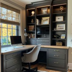 Precision: Business HD Images Work From Home Home Office Cabinet, Home Office Built Ins, Home Office Cabinets, Home Office Library, Office Cabinet, Office Remodel