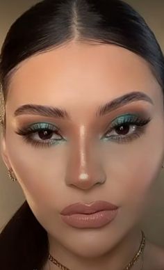 Eye Makeup For A Green Dress, Homecoming Makeup Green Dress, Wedding Makeup Green Eyeshadow, Brown Green Makeup Looks, Green Eyeshadow On Brown Eyes, Green Eyes Green Eyeshadow, Green Eyeshadow Looks For Prom, Green Brown Makeup Look, Emerald Green Eye Makeup Prom